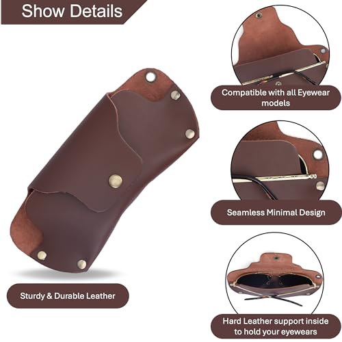 Image of Sunglasses Cases Leather Eyeglass Pouch with Lanyard Portable Soft Eye Glass Case Sunglass Storage Box