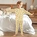 NUSTAPU Fashion Leopards Pajamas Unisex Soft Cotton Two Piece Set Long Sleeve Top Elastic Waist Pants Sleepwear Yellow Leopard 1 Year