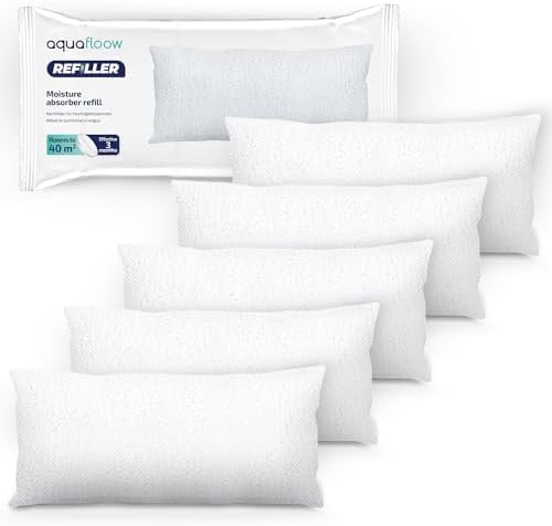 Aquafloow 6x Moisture Absorber Refill Bag 280 G, Works Effectively In Rooms Up To 20m2 | Remover Condensation Moisture, Damp In Home Kitchen Wardrobe Caravan Garage Bathroom