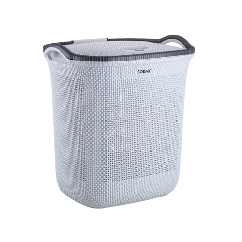 Image of Amazon Brand - Solimo Honey comb Laundry Basket - Small- 42 Litres - 45 cm x 36 cm x 50 cm | Light grey
