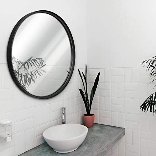 HBCY Creations Large Round Mirror, Black 27.5 inch Wall Mirror