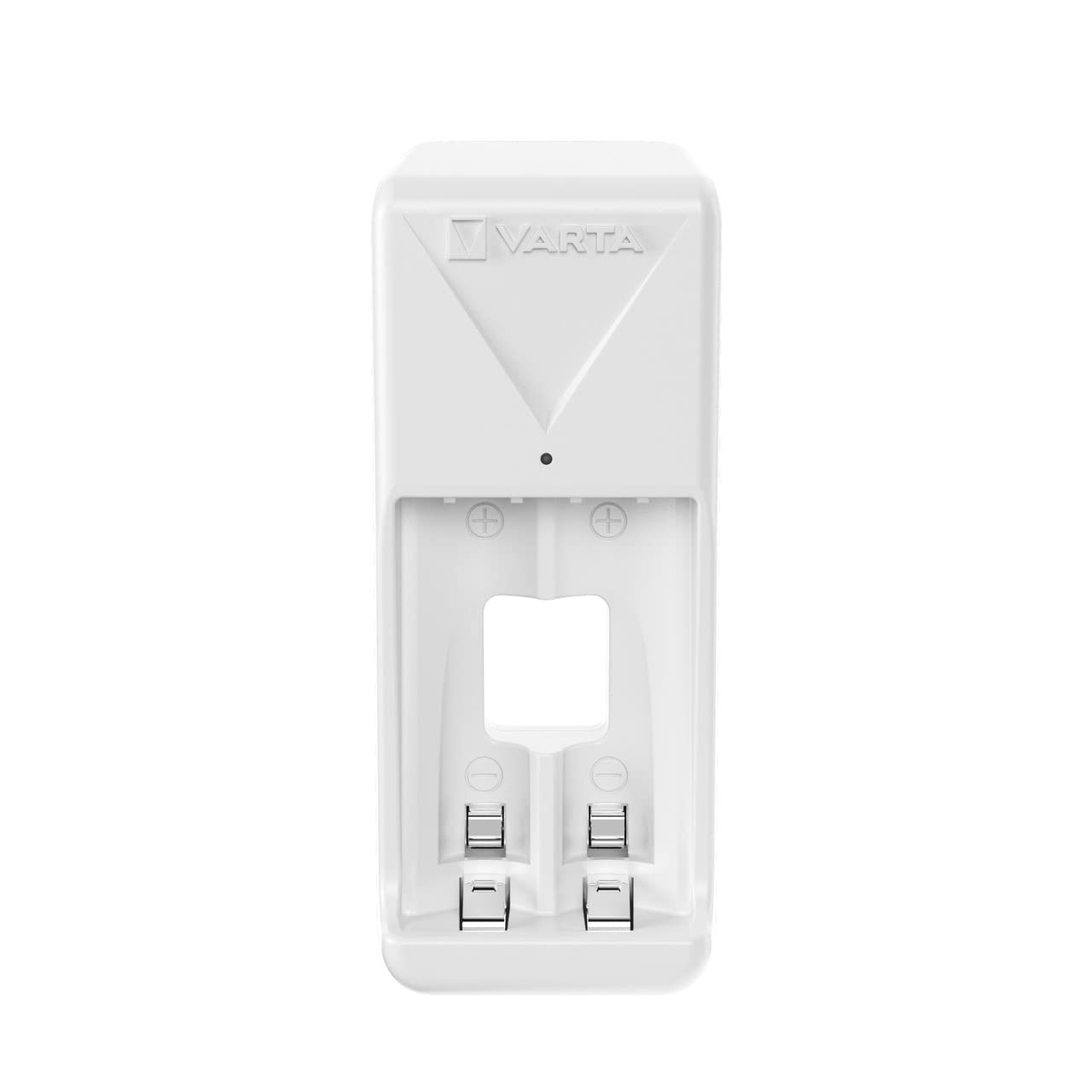 Varta Battery Charger, Battery Charger for Rechargeable Batteries, Charges 2 or 4 AA/AAA Simultaneously, Pocket Charger, Compact Shape, Unequipped, White