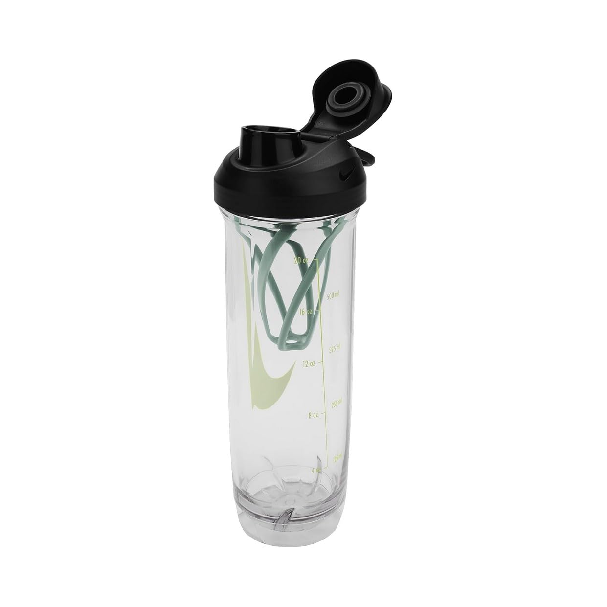 NIKE TR Recharge Shaker Bottle 2.0 24oz 709 ml Shaker Trinkflasche Protein Shaker Fitness Training, Clear/Black/Cannon/Volt