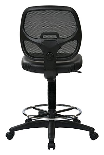 Office Star Dc Series Deluxe Breathable Mesh Back Ergonomic Drafting Chair With Lumbar Support And Adjustable Footring, Black Vinyl #TOP3