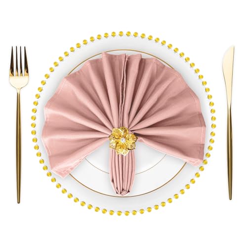 SuperO Set of 80 Cloth Napkins 17 x 17 Inch Polyester Solid Washable Dinner Napkins with Hemmed Edges Great for Restaurant Wedding and Party(Dusty Pink)