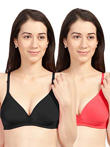 Image of SONARI Women's Cotton And Elastane Non Padded Non-Wire T-Shirt Bra (omaniablackred30B Black, Red 30B)