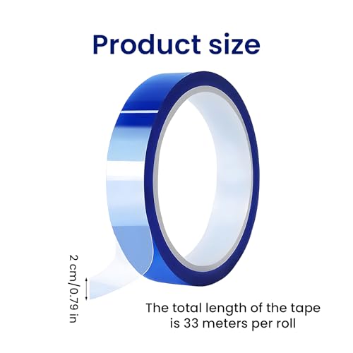 ONEBOOM 2 Rollen Hitzebeständiges Klebeband,20mm*33m Kapton Tape,hochtemperaturbeständig Klebeband Hitzebeständig,für HVAC,Trocknerentlüftungsschlauch,Abgasrohre,Metallreparatur-Farbe Blau