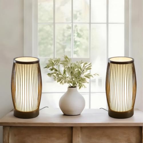 Image of Bedside Lamps Set of 2, Small Boho Table Lamps for Nightstands