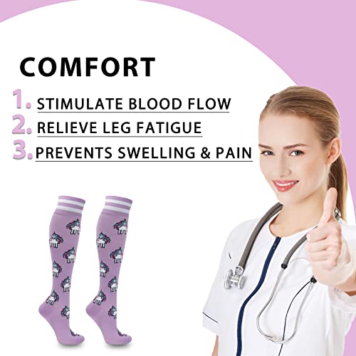 Image of fenglaoda Compression Socks for Women Men 3 Pairs Graduated Compression Support Circulation Socks for Nurses