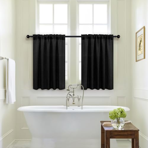 Cortinas de lino negro Pitalk para cocina, la solución ideal para ventanas de 30x24" 7