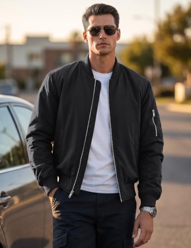 TACVASEN Bomber Jacket Men Fleece Windbreaker Water-Resistant for Travel