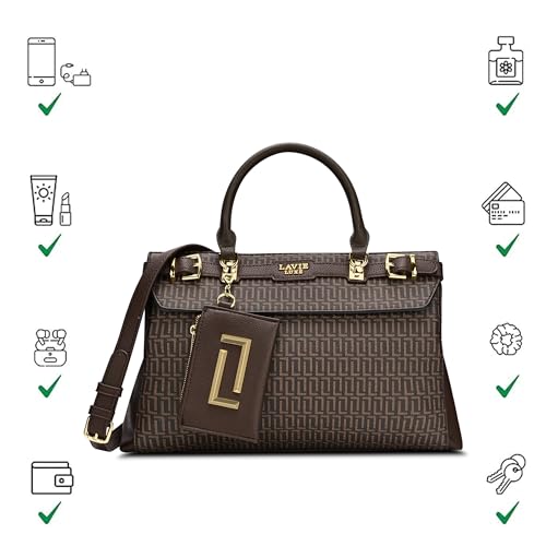 Image of Lavie Luxe Women's Monogram Cindy Horizontal Satchel Bag | Satchel Handbag For Work | Ladies Purse | Stylish Shoulder Bag | Gift For Women