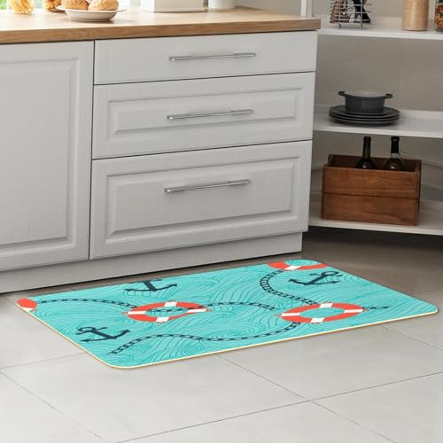 Alfombrillas de cocina de estilo náutico VAPOKF, alfombra absorbente y antideslizante 7