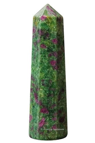 Image of Amazing Gemstone Ruby Fuchsite Crystal Towers - Natural Healing Crystal Point Obelisk for Reiki Healing and Crystal Grid (3 inch to 4 inch INCH)
