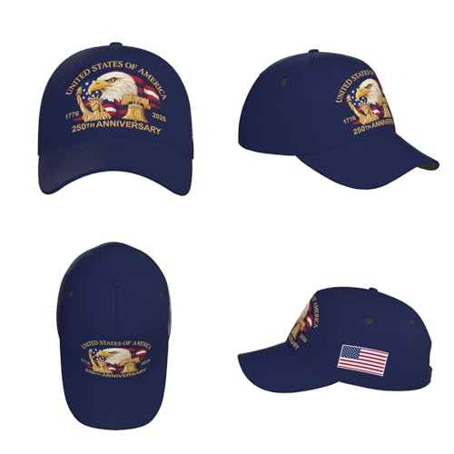 Image of USA Flag Baseball Cap American Patriotic Trucker Hat Father Dad Mother Mom Adjustable Sportswear Hat for Men Women Adults