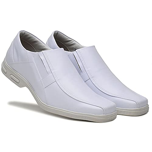 Sapato Social Confort Bertelli com Elástico 80002 - Branco Cor:Branco;Tamanho:42;Genero:Masculino