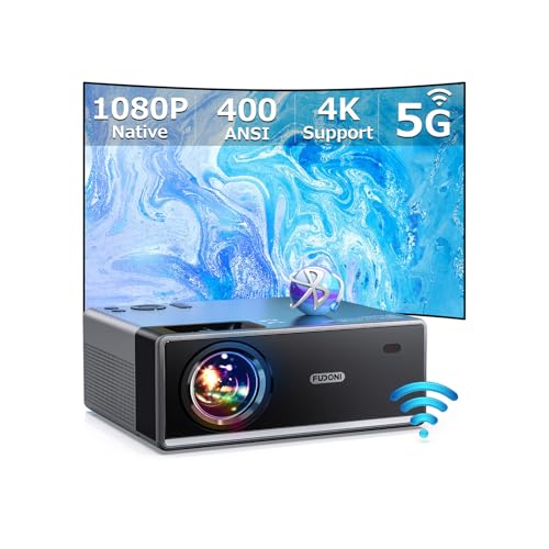 Image of 【400ANSI High Brightness】Projector with 5G WiFi and Bluetooth, Upgrade Outdoor Movie Projector 4K Supported, Max 300" Zoom, Home Theater Projector Compatible w/HDMI/USB/Phone/Laptop/TV Stick