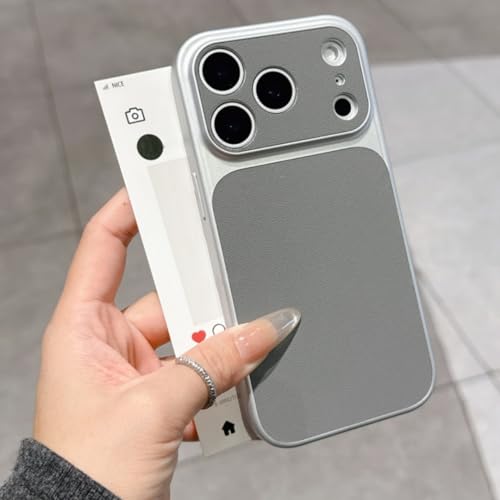 Coque iPhone 15 Pro antichoc avec grande fenêtre rigide grise
