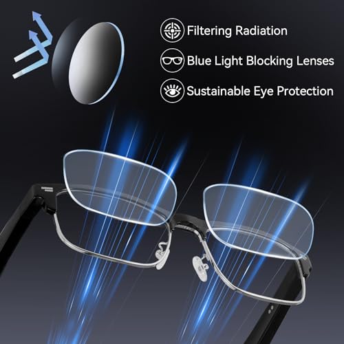Image of GenXenon AI Glasses for Men Women, Powered by ChatGPT, AI Real-time Translation,Bluetooth Translator Glasses with Speaker,No Subscription,Smart Glasses for Work Travel-Silver