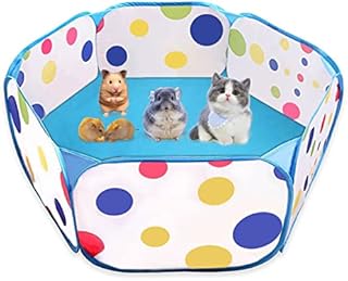 VIKSAUN Small Animal Playpen Cage Tent Portable Foldable Outdoor Indoor Pop Open Pet Exercise Fence Pop-Up Yard Fences Hamster Playpen for Rabbits Hamster Chinchillas Hedgehogs (Blue)