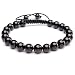 JOVIVI 8MM Black Agate Birthstone Gemstones Healing Power Crystal Macrame Adjustable Beaded Bracelet, Unisex