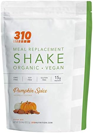 310 Nutrition - Vegan Organic Plant Powder and Meal Replacement Shake - Gluten, Dairy, and Soy Free - Keto and Paleo Friendly - 0 Grams of Sugar - Pumpkin Spice - 28 Servings