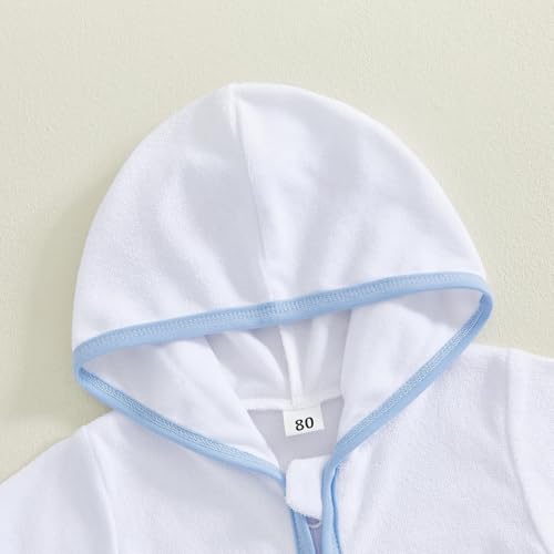 Toddler Baby Boys Girls Swim Cover Up Towel Thick Zipper Hoodies Seersucker Shorts Set Beach Bathing4