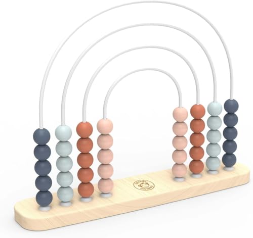 Image of SPEEDY MONKEY Wooden Roller Abacus Toy, Colorful Beads, Develops Hand-Eye Coordination, Color Recognition & Creativity, Smooth Sliding on Stainless Steel Rods, Non-Toxic Paint, Ideal for Kids