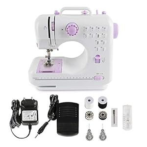Belfoyer Nähmaschine Elektrisch 505, Mini Nähmaschine für Anfänger & Kinder, 12 Stichprogramme mit Overlock-Funktion, Doppelfaden, LED-Licht & Fußpedal, Tragbare Sewing Machine (Weiß)