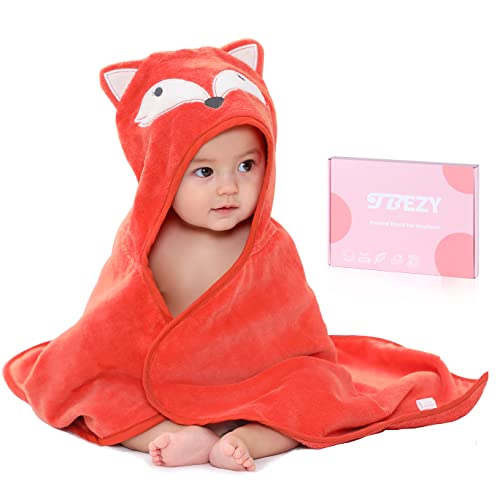 Image of TBEZY Baby Hooded Towel with Unique Animal Design Ultra Soft Thick Cotton Bath Towel for Newborn (Fox)