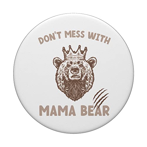 Funny Mama Bear Shirt Don't Mess With Mama Bear Mothers Day PopSockets Swappable PopGrip, Black - Image 3