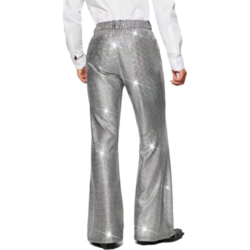 Men's Sequin Dress Pants Casual Sparkling Club Performance Bootcut Bottoms2
