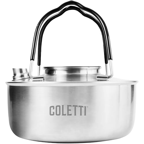 Image of COLETTI Boston Stovetop Kettle — Stainless Steel Camping Kettle, Camp Tea Pot – NO Aluminum or Plastic [50 fl. oz, Stainless Steel]