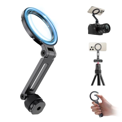 Image of Ulanzi MA07 Magnetic Phone Tripod Mount for Magsafe, Aluminum Camera Phone Mount with 1 /4 inch Screw, Cold Shoe Magnetic Tripod for Camera, Copatibale with iPhone 16 /15 /14 /13 /12 Series