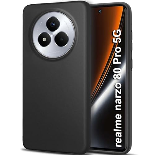 Image of TheGiftKart Sleek Back Cover Case for Realme Narzo 80 Pro 5G | Slim Fit Protective Design | Slim Fit Protective Design | Camera Protection Bump | Soft Silicon Back Cover Case (Silicone, Black)