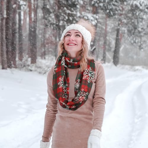 Christmas Scarf for Women Lightweight Christmas Infinity Scarves for Women 2024 Winter Xmas Light Weight Red Green Plaid Soft Scarf Holiday Gifts Neck Wrap for Mom Sister Friend Christmas Party Favor4