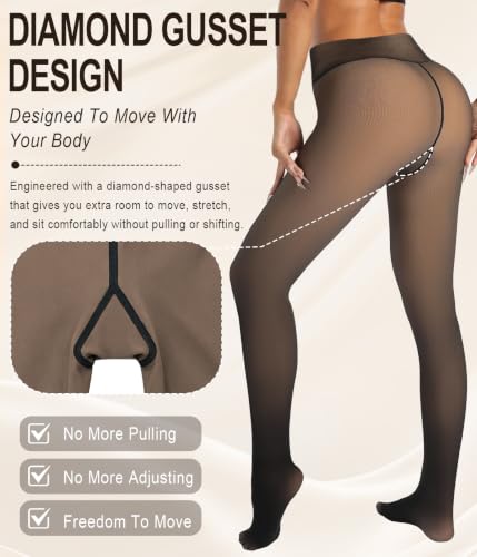 Image of MERYLURE Fleece Lined Tights Women Fake Translucent Warm Pantyhose