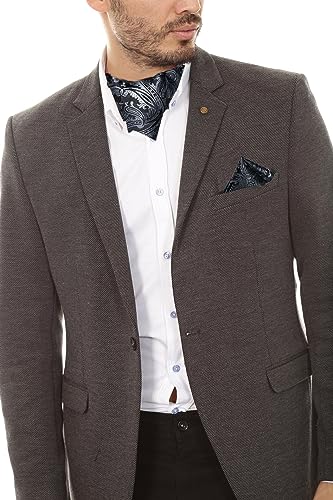 Image of DiBanGu Mens Silk Ascot Ties Paisley Jacquard Woven Cravat and Pocket Square Cufflinks with Lapel Pin for Business Wedding