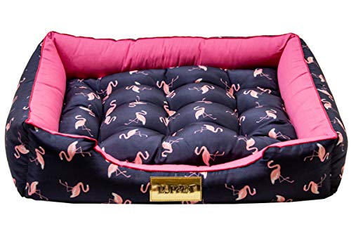 Cama com Colchão Removivel para Cachorro ou Gato Luppet acima de 11Kg Azul Flamingo GG