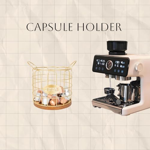 Fving Coffee Pod Holder, Large Capacity K Cup Holder Organizer,Big Metal Kcup Capsule Storage Basket with Wooden Base, Coffee Bar Decor Station Accessories for Kitchen Counter Office Desktop (Gold) by Fving - Image 4