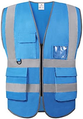 VICRR High Visibility Safety Vest with Reflective Strips Pockets, Work Vest for Men & Women