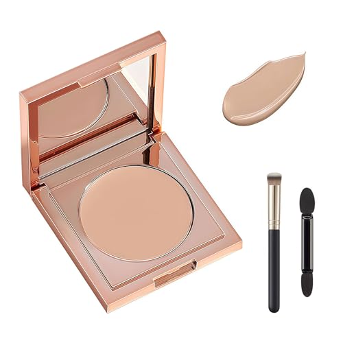 LuminaVerde Corrector Ocultar Círculos Oscuros, Corrector de Color CC con Brocha, Lápiz Hidratante e Iluminador para Círculos Oscuros (Melocotón Claro-Medio)