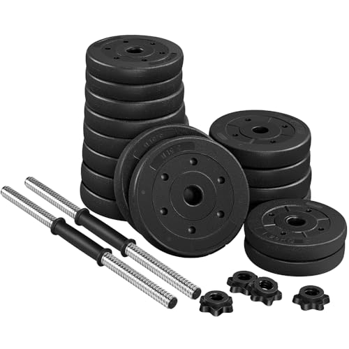 Yaheetech Mancuernas Ajustables 2x15 kg Pesos Fitness Entrenamiento con Barras de Acero y Discos Juego de Pesas Musculacion con Cerraduras de Estrella - imagen 9