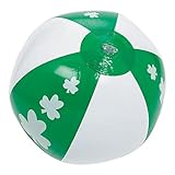 St. Patrick's Day Mini Parade Inflatable Ball - 7" (Pack Of 1) - Green & White Vinyl - Perfect For Party Accessory & Fun Celebration Decor