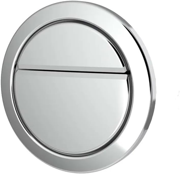 Taps2Traps Thomas Dudley Geo Dual Flush Button, Chrome Plated, 73.5mm Diameter, Pneumatic Operation