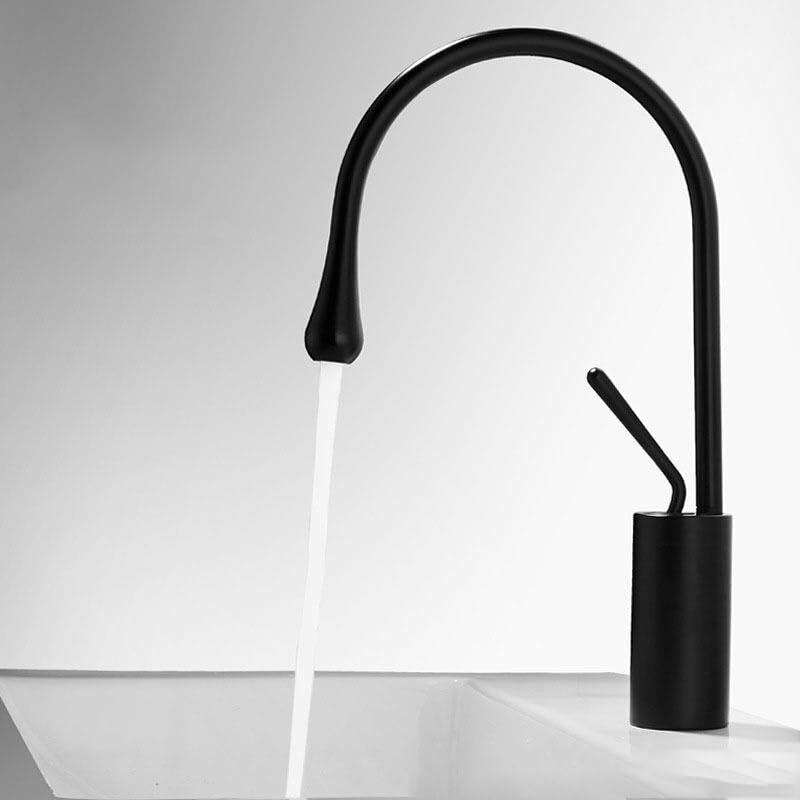 Mitigeur en laiton noir mat au design rotatif élégant pour vasque