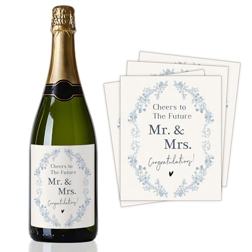 8 Pcs Waterproof Cheers to The Mr and Mrs Wine Labels