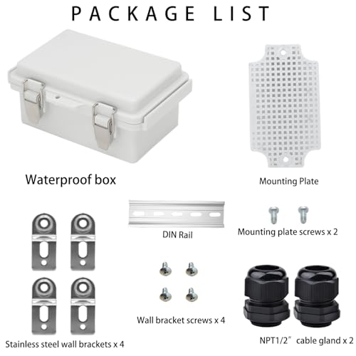 Image of Waterproof Electrical Box Junction Box Weatherproof IP67 ABS Plastic Enclosure Switch Router Project Box Electronics Enclosure with Mounting Plate Wall Bracket Grey 5.9 inchx3.9 inchx2.8 inch