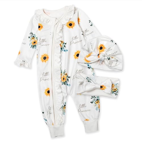 Image of Abbence Baby Girl Outfit Newborn Flower Going Home Clothes with Flower Print