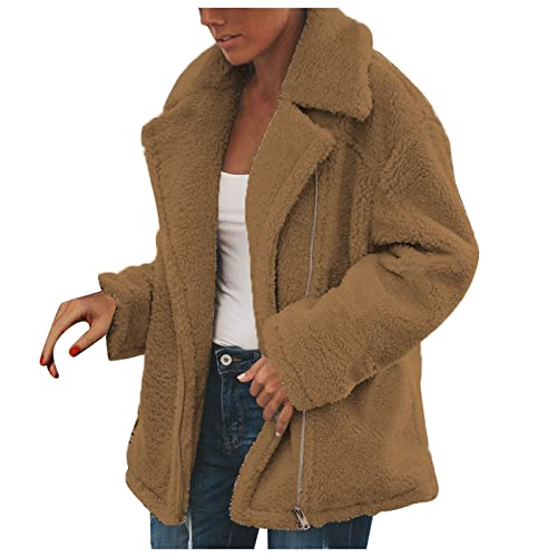 Veste d'hiver mi-longue contre le froid : manteau chaud en fausse polaire femme
